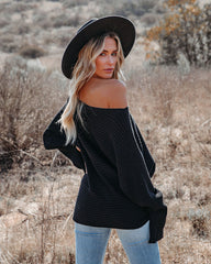 This Time Around Ribbed Dolman Sweater - Black ON T-001