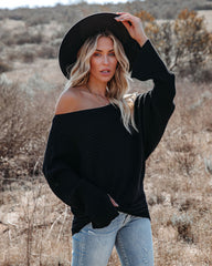 This Time Around Ribbed Dolman Sweater - Black ON T-001