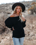 This Time Around Ribbed Dolman Sweater - Black ON T-001