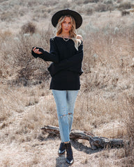 This Time Around Ribbed Dolman Sweater - Black ON T-001