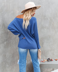 This Time Around Ribbed Dolman Sweater - Cobalt Blue ON T-001