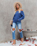 This Time Around Ribbed Dolman Sweater - Cobalt Blue ON T-001