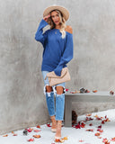 This Time Around Ribbed Dolman Sweater - Cobalt Blue ON T-001