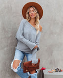 This Time Around Ribbed Dolman Sweater - Heather Grey