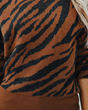Tiff Mock Neck Knit Tiger Sweater - FINAL SALE LUSH-001