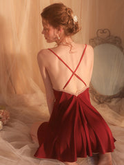 Sweet Solid Color Backless Sling Nightdress 2023-03-14 InsStreet