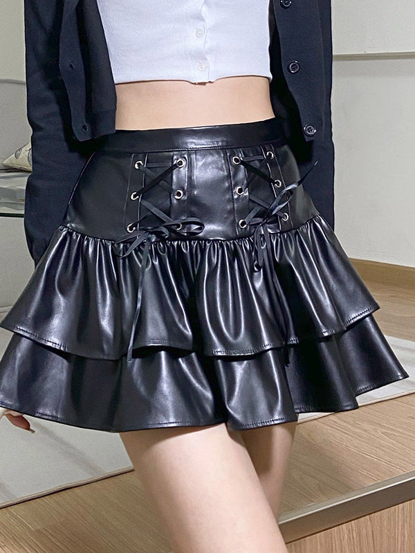 Temperament  Pleated Leather Skirt 2023-03-14 InsStreet