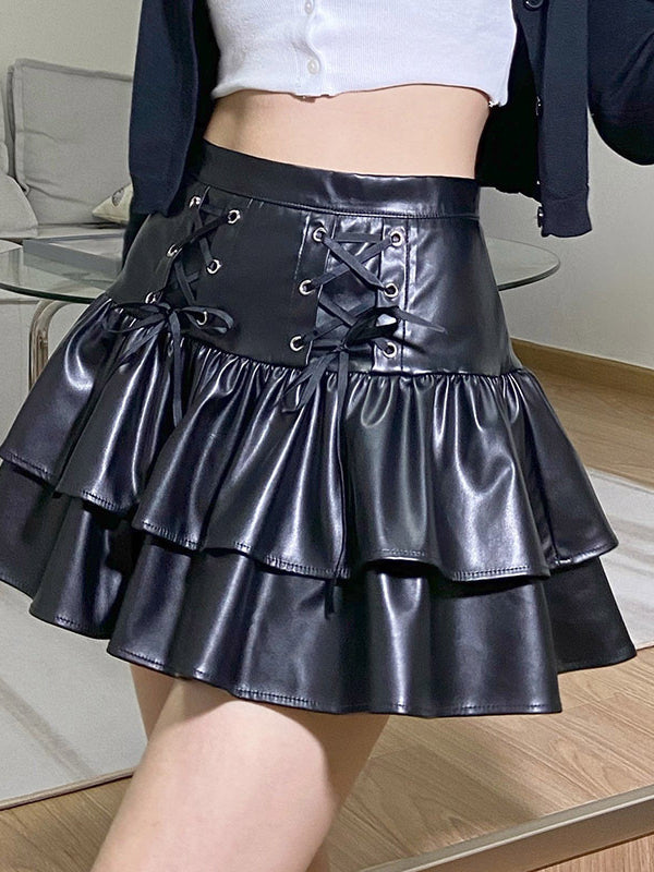 Temperament  Pleated Leather Skirt 2023-03-14 InsStreet