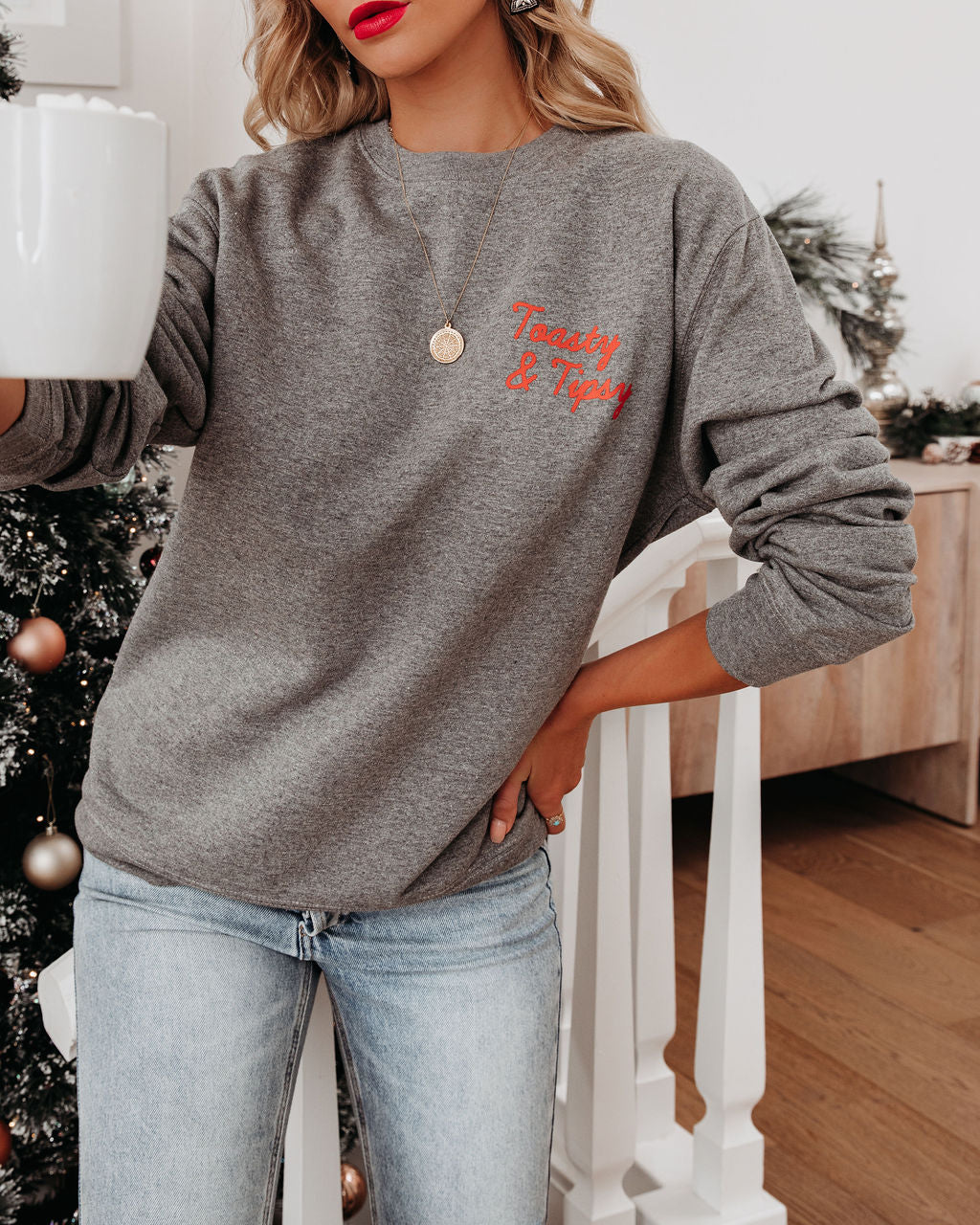 Toasty And Tipsy Cotton Blend Sweatshirt - FINAL SALE LULU-001