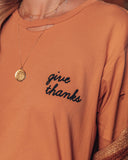 To Give Thanks Distressed Cotton Tee - FINAL SALE LULU-001
