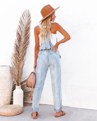 Tommy Tencel Pocketed Drawstring Overalls LOVE-003