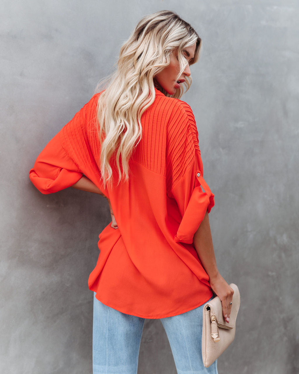 Too Good For You Button Down Top - Red Orange - FINAL SALE OLIV-001