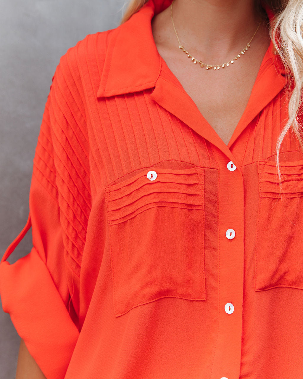 Too Good For You Button Down Top - Red Orange - FINAL SALE OLIV-001