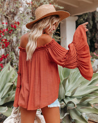 Trip Advisor Off The Shoulder Top - Terracotta FLAW-001