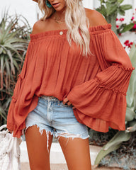 Trip Advisor Off The Shoulder Top - Terracotta FLAW-001