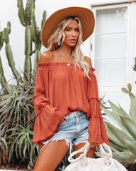 Trip Advisor Off The Shoulder Top - Terracotta FLAW-001