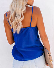 Trisha Satin Cowl Neck Tank - Cobalt Blue ENDL-001