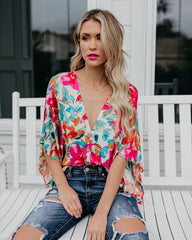 Tropicana Floral Kimono Top OLIV-001