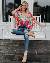 Tropicana Floral Kimono Top OLIV-001