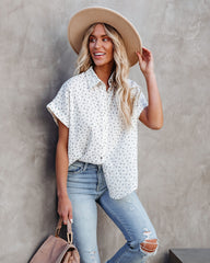 Tula Cotton Floral Button Down Top - Natural - FINAL SALE OLIV-001