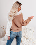 Two Roads Diverged Colorblock Knit Sweater - Cream LUSH-001