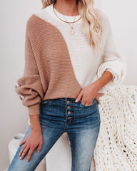 Two Roads Diverged Colorblock Knit Sweater - Cream LUSH-001