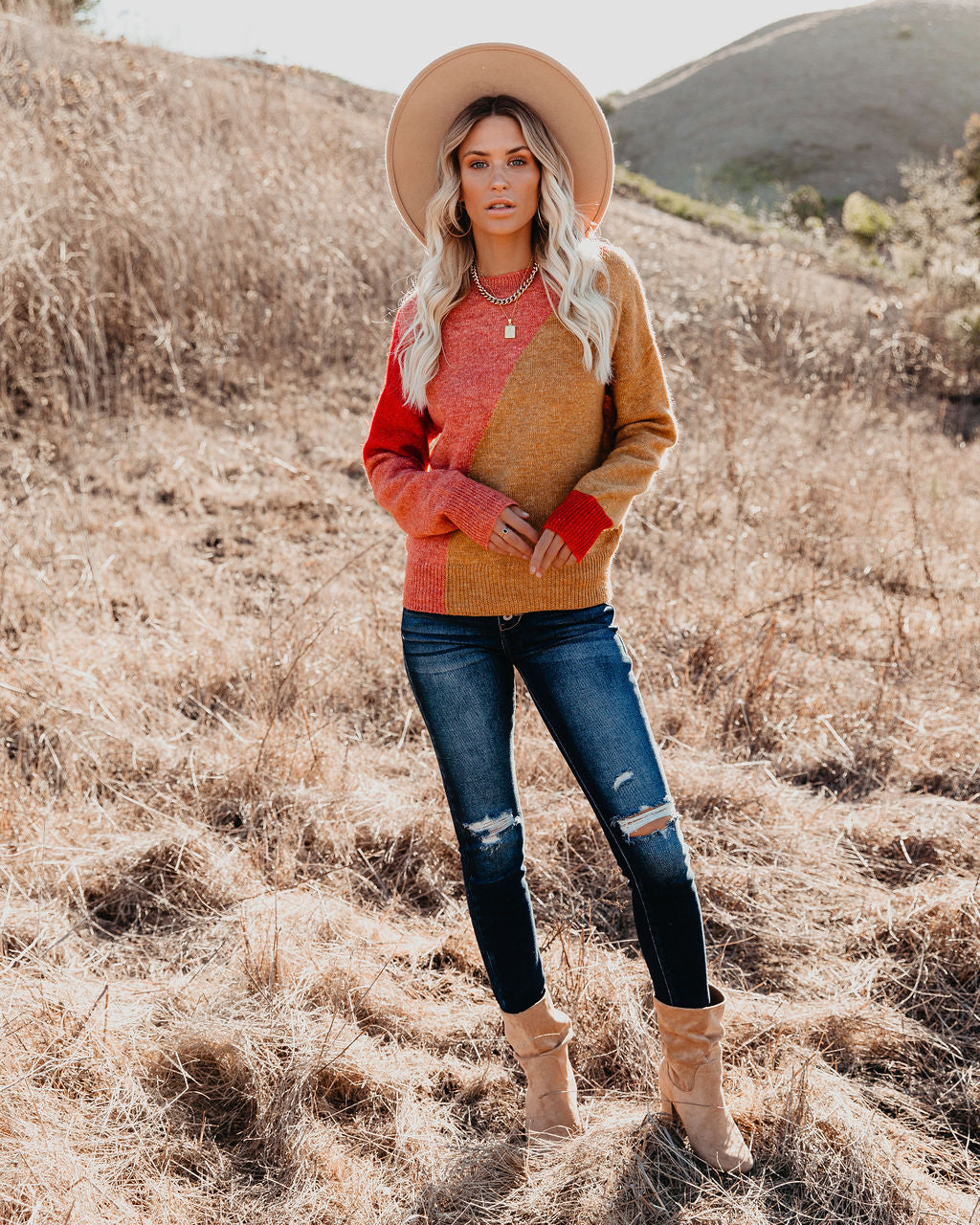 Ulla Colorblock Knit Sweater HEM-001
