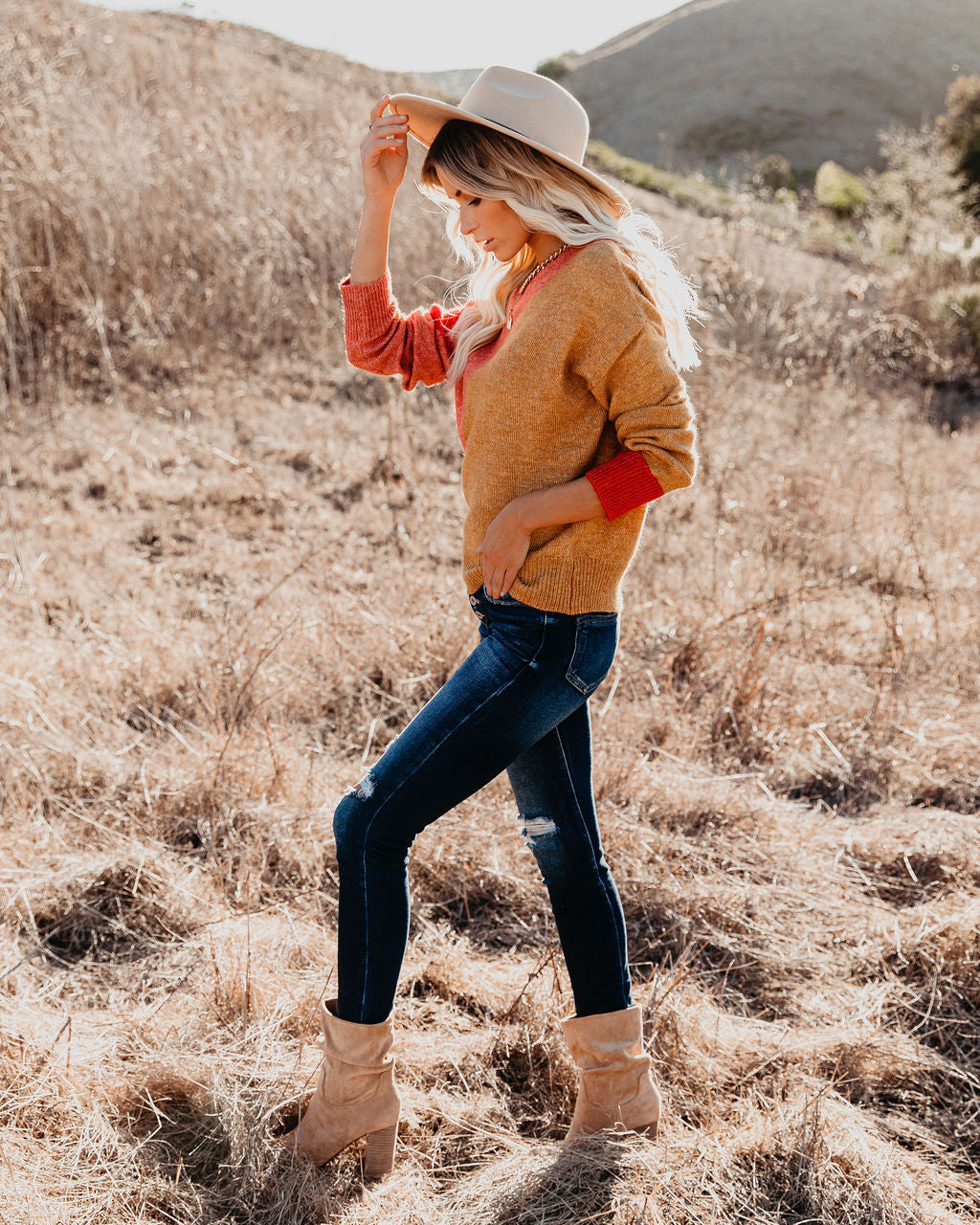 Ulla Colorblock Knit Sweater HEM-001