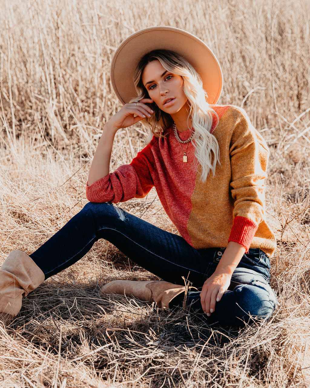 Ulla Colorblock Knit Sweater HEM-001