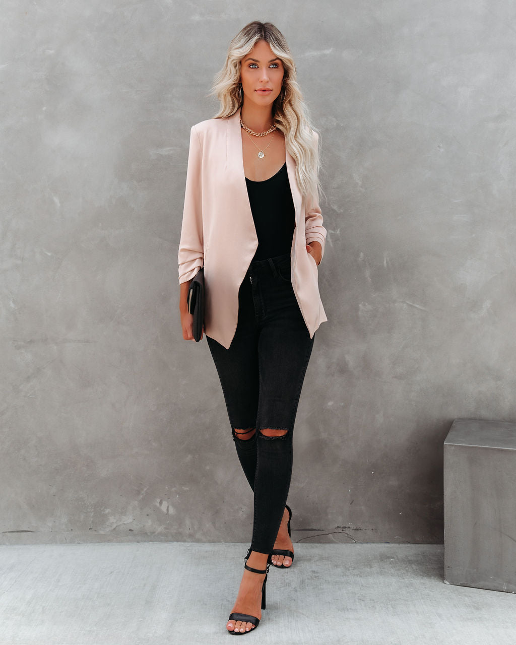 Uptown Girl Pocketed Blazer - Natural MOD -001