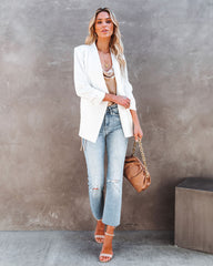 Uptown Girl Pocketed Blazer - White MOD -001