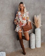 Upwind Floral Pocketed Crochet Romper LUXX-001