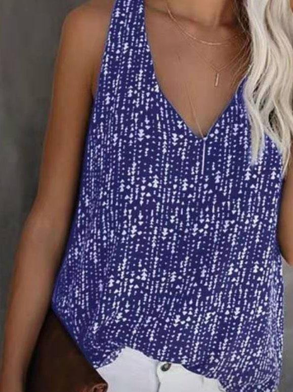 V-neck Printed Solid Color Sleeveless Vest Ins Street