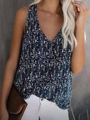 V-neck Printed Solid Color Sleeveless Vest Ins Street