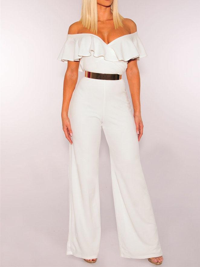 V-neck Ruffled High-waist Jumpsuit Ins Street