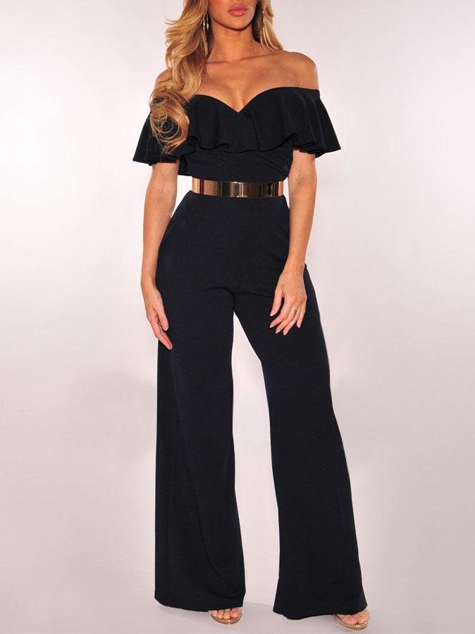 V-neck Ruffled High-waist Jumpsuit Ins Street