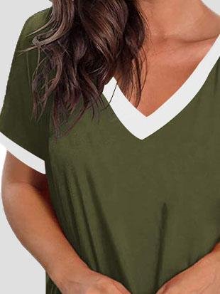 V-neck Short Sleeve Casual T-shirts Ins Street