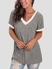 V-neck Short Sleeve Casual T-shirts Ins Street