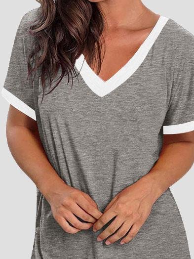 V-neck Short Sleeve Casual T-shirts Ins Street