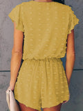 V-neck Short-sleeved Fashion Solid Embroidered Polka Dot Jumpsuit Ins Street