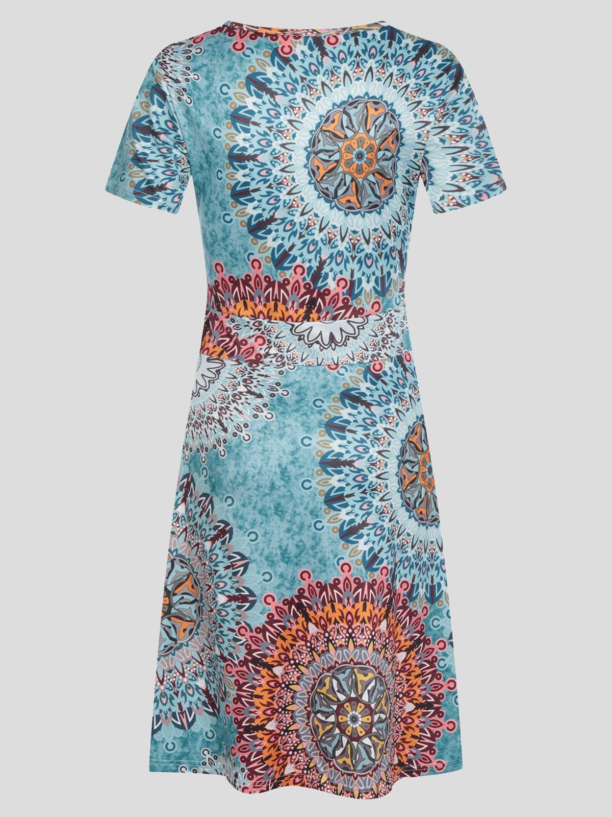 V-neck Short-sleeved Sun Flower Print Dress Ins Street