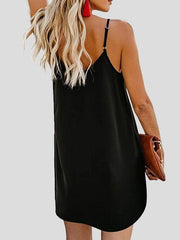 V-neck Single-breasted Sleeveless Suspender Dress Ins Street