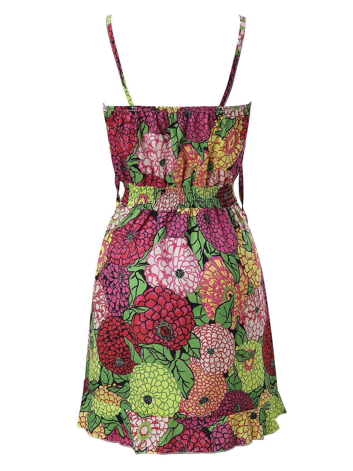 V-Neck Sleeveless Floral Print Suspender Dress Ins Street