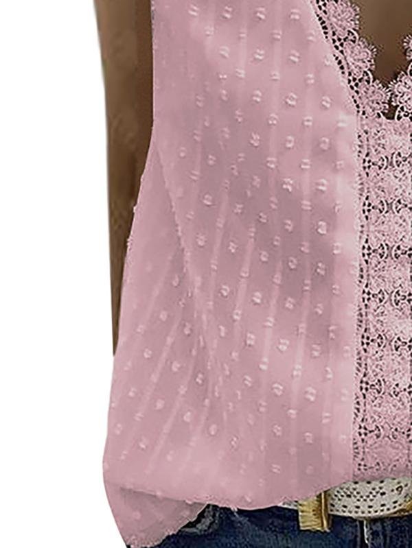 V-neck Sleeveless Lace Stitching Chiffon Tank Top Ins Street