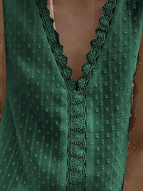 V-neck Sleeveless Lace Stitching Chiffon Tank Top Ins Street