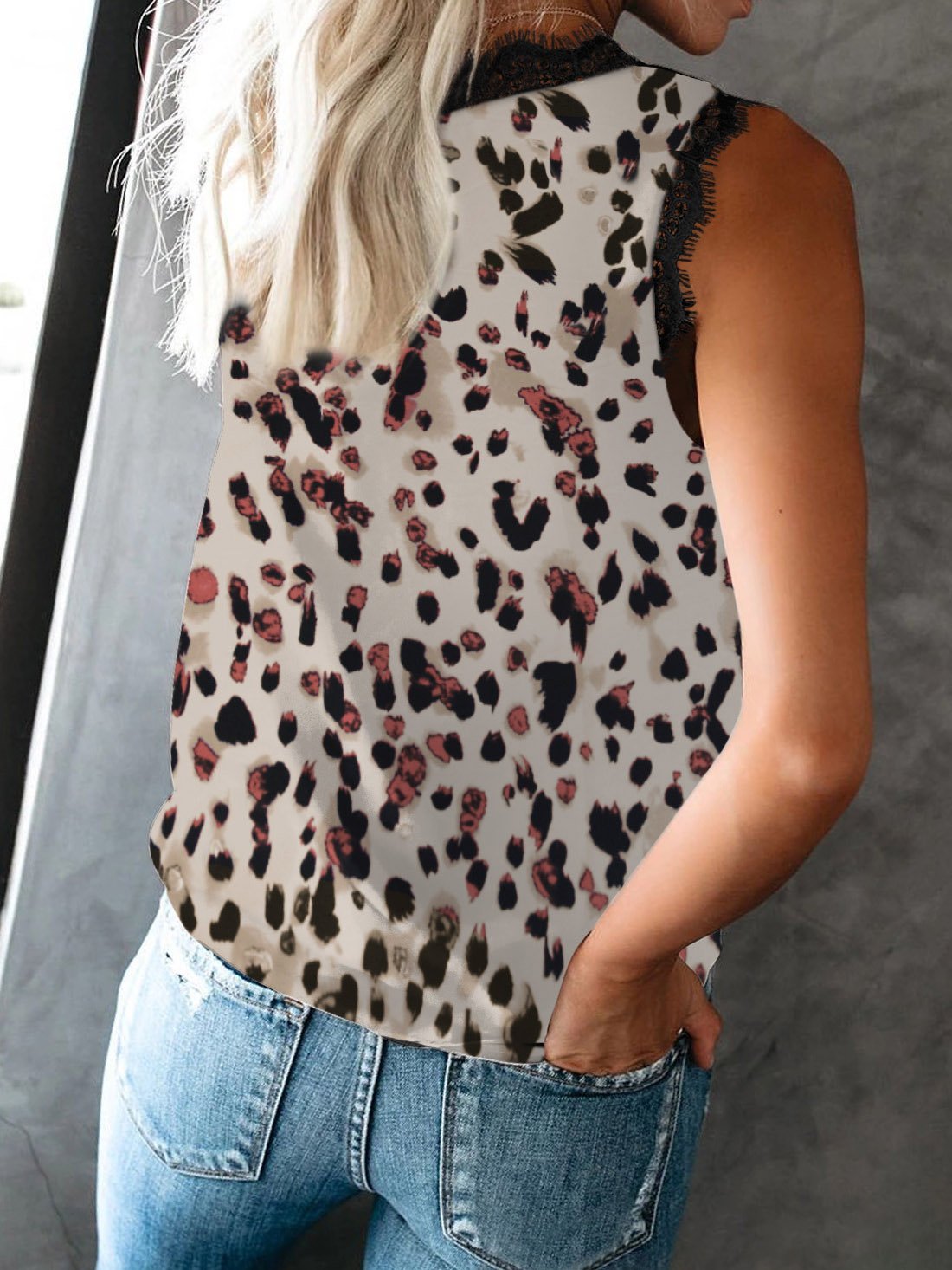 V-Neck Sleeveless Leopard Print Tank Tops Ins Street