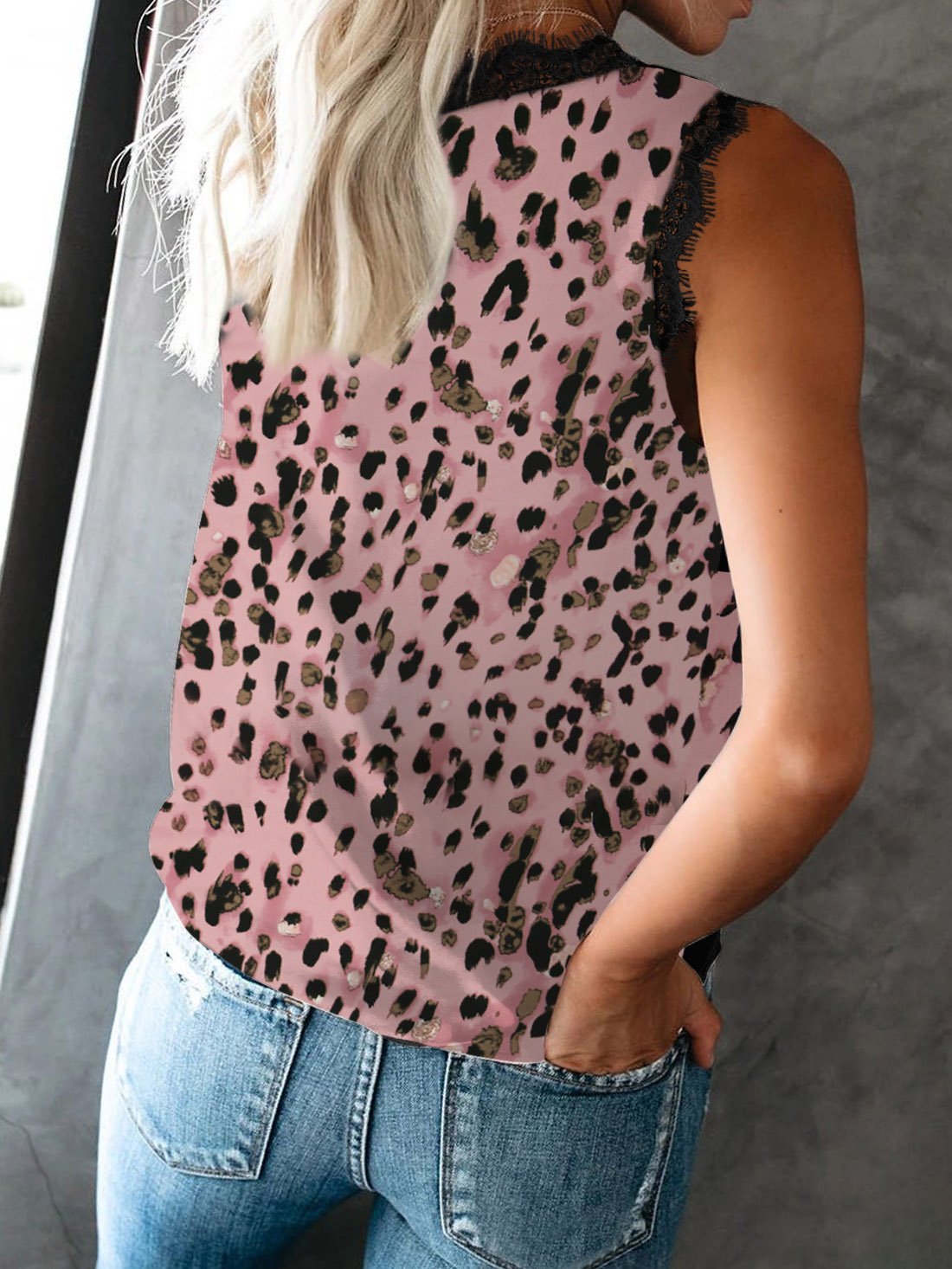 V-Neck Sleeveless Leopard Print Tank Tops Ins Street