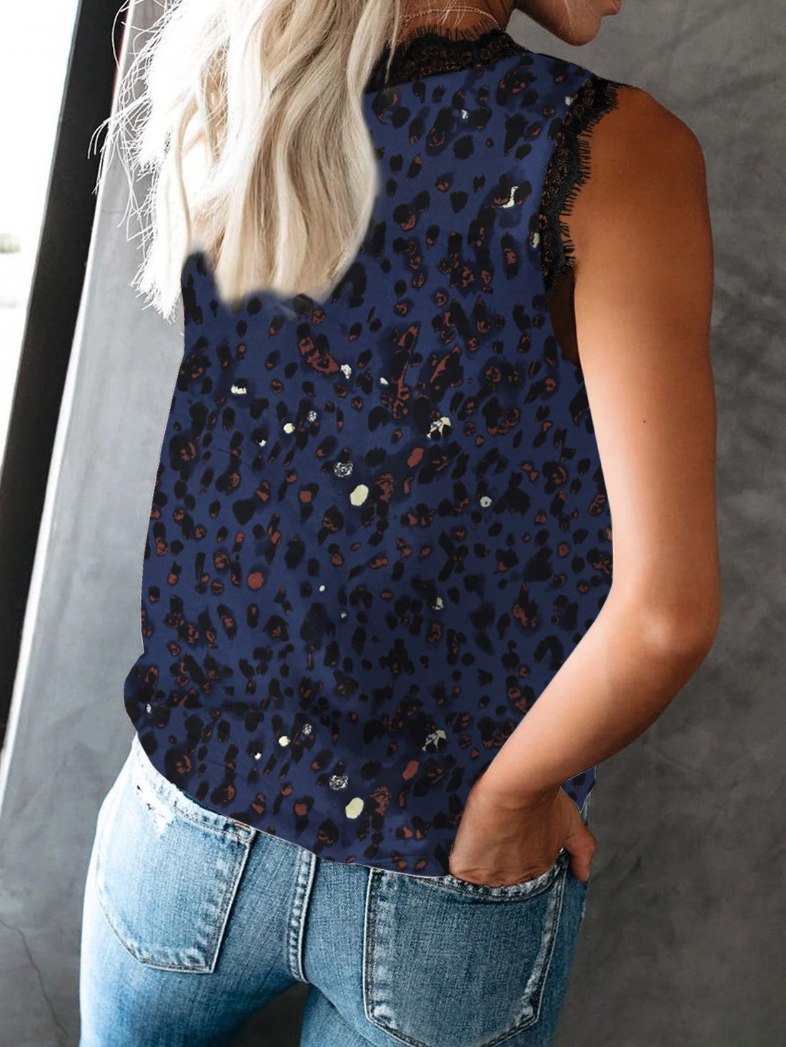 V-Neck Sleeveless Leopard Print Tank Tops Ins Street