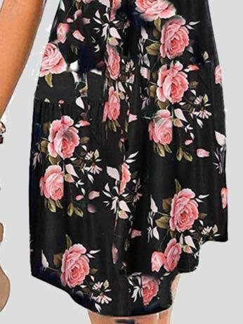 V-neck Sleeveless Print Mini Dress Ins Street