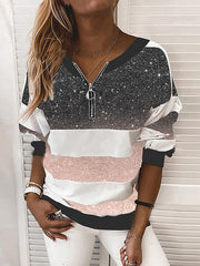 V-neck Starry Sky Print Long-sleeved Top Ins Street